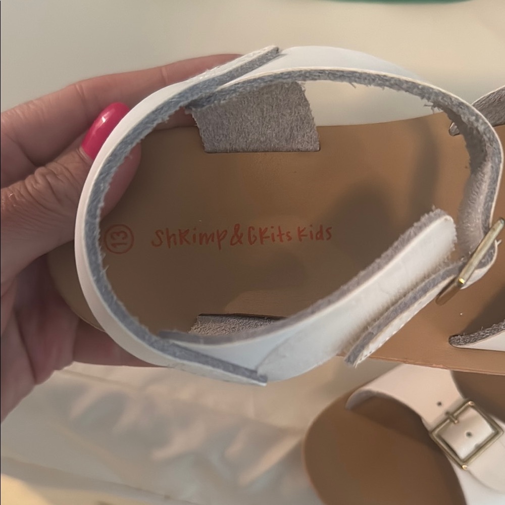 Salt Water White and Tan Sandals with Adjustable Straps - Picture 4 of 4